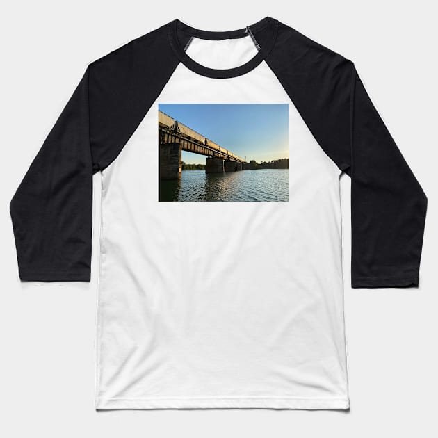 Train trestle bridge over Lake Hartwell Baseball T-Shirt by DRHArtistry